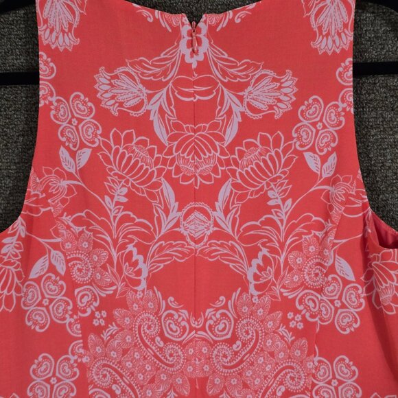 Vince Camuto Womens Printed Chiffon Maxi Coral Dress Sz 12P Pre-owned - Picture 8 of 9